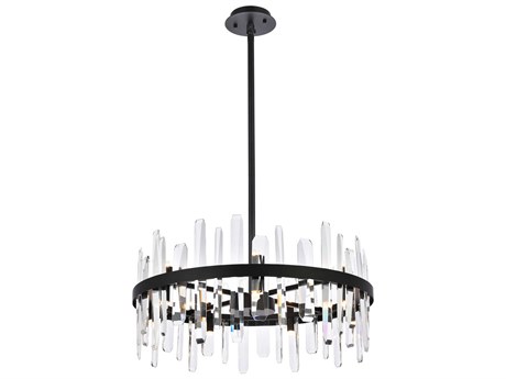 Elegant Lighting Serena 14-Light Black Crystal Linear Pendant