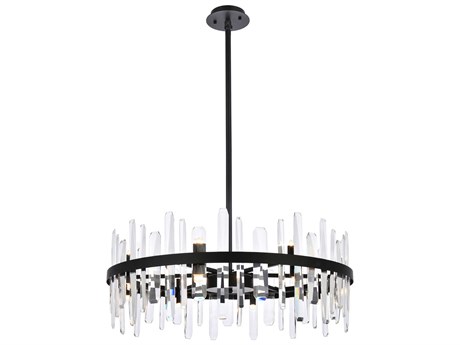 Elegant Lighting Serena 16-Light6-Light Black Crystal Linear Pendant