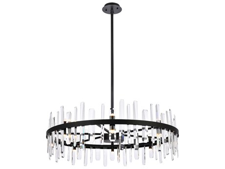 Elegant Lighting Serena 16-Light6-Light Black Crystal Linear Pendant