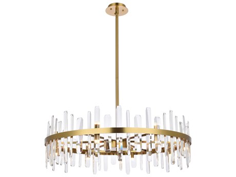 Elegant Lighting Serena 16-Light6-Light Satin Gold Crystal Linear Pendant