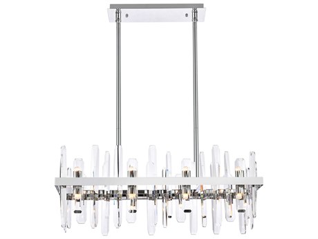Elegant Lighting Serena 16-Light6-Light Chrome Crystal Linear Island Pendant