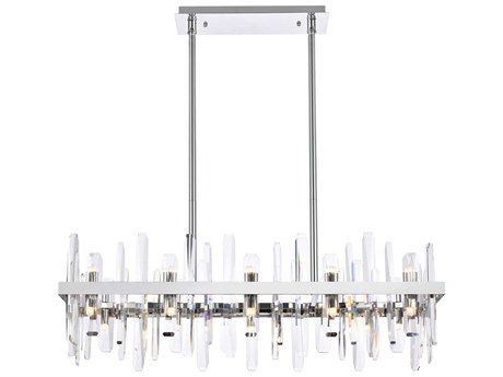 Elegant Lighting Serena 20-Light Chrome Crystal Linear Island Pendant