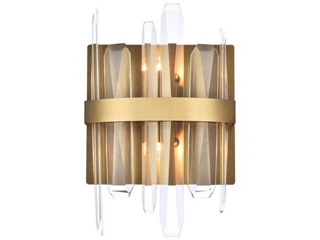 Elegant Lighting Serena 2-Light Satin Gold Crystal Wall Sconce