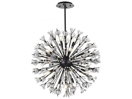 Elegant Lighting Vera 18-Light8-Light Black Crystal Glass Sputnik Pendant