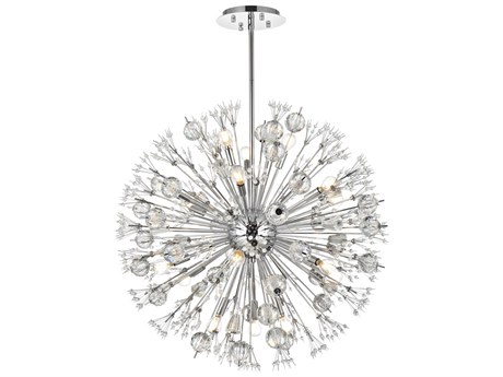 Elegant Lighting Vera 18-Light8-Light Chrome Crystal Glass Sputnik Pendant