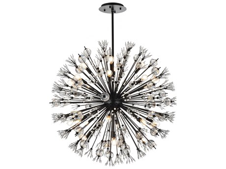 Elegant Lighting Vera 24-Light Black Crystal Glass Sputnik Pendant