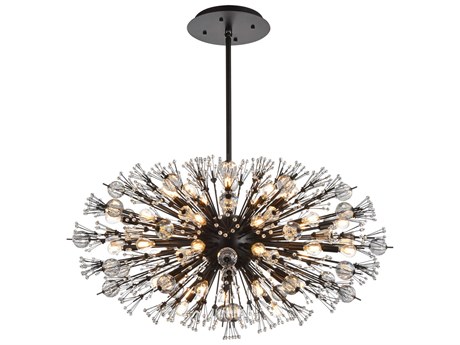 Elegant Lighting Vera 38-Light Black Crystal Glass Sputnik Island Pendant