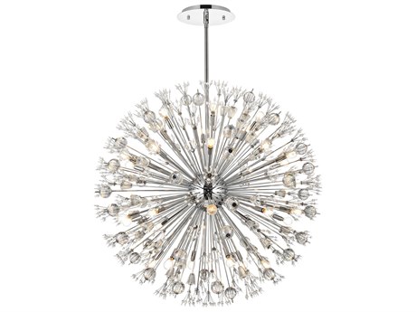 Elegant Lighting Vera 32-Light Chrome Crystal Glass Sputnik Pendant