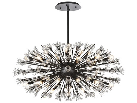 Elegant Lighting Vera 38-Light Black Crystal Glass Sputnik Island Pendant