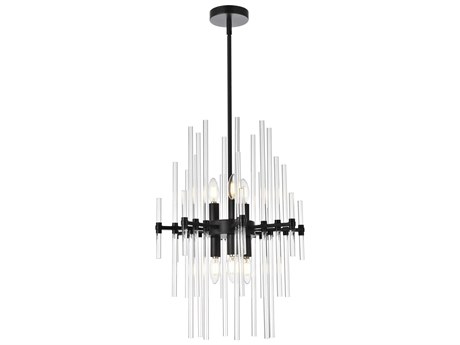 Elegant Lighting Sienna 6-Light Black Crystal Glass Pendant