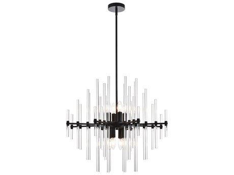 Elegant Lighting Sienna 8-Light Black Crystal Glass Pendant