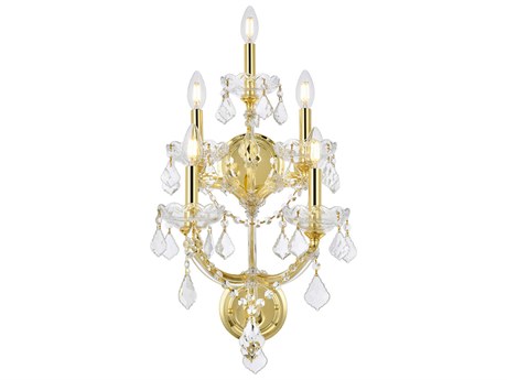 Elegant Lighting Maria Theresa 5-Light Gold Clear Crystal Glass Wall Sconce