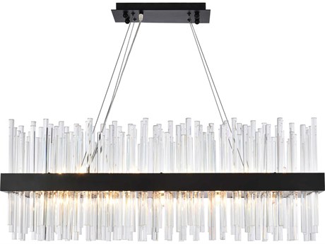 Elegant Lighting Dallas 20-Light Black Crystal Linear Island Pendant