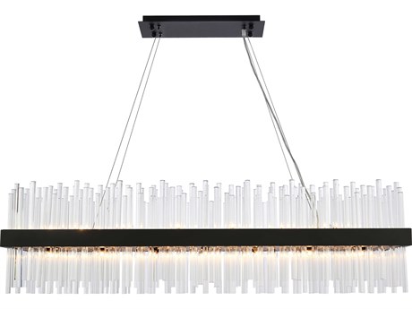 Elegant Lighting Dallas 28-Light Black Crystal Linear Island Pendant