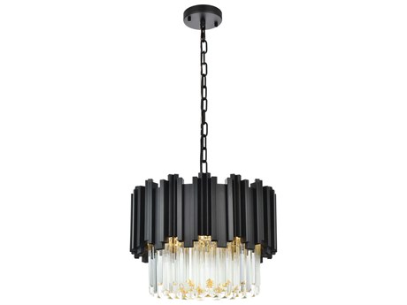 Elegant Lighting Willow 4-Light Black Drum Chandelier