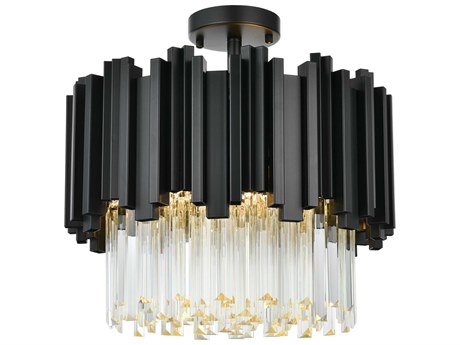 Elegant Lighting Willow 4-Light Black Drum Semi Flush Mount