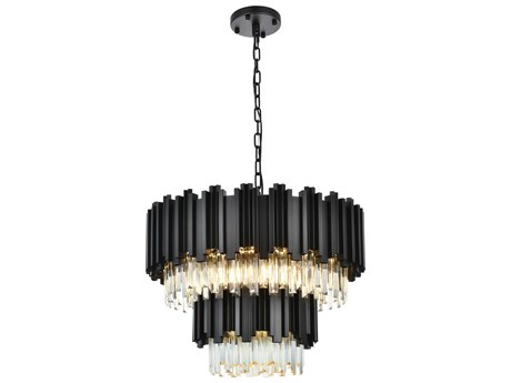 Elegant Lighting Willow 8-Light Black Drum Tiered Chandelier