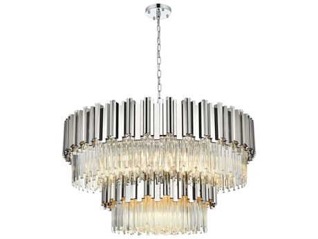 Elegant Lighting Willow 16-Light Chrome Drum Tiered Chandelier