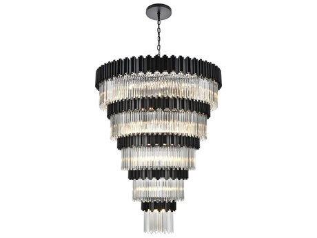 Elegant Lighting Willow 43-Light Black Tiered Chandelier