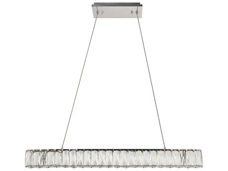 Elegant Lighting Monroe 1-Light Chrome Clear Crystal LED Island Pendant