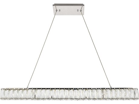Elegant Lighting Monroe 1-Light Chrome Clear Crystal LED Island Pendant