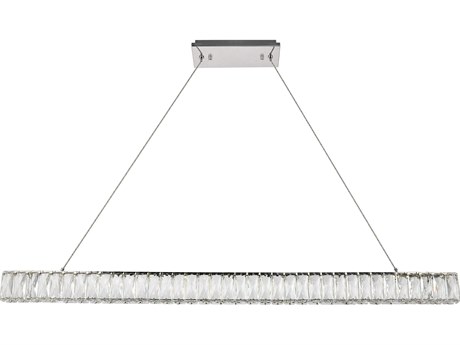 Elegant Lighting Monroe 1-Light Chrome Clear Crystal LED Island Pendant