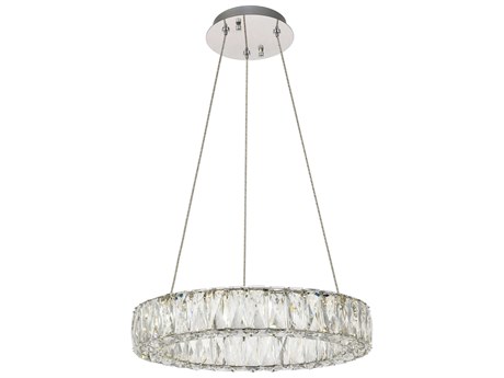 Elegant Lighting Monroe 1-Light Chrome Clear Crystal LED Drum Pendant