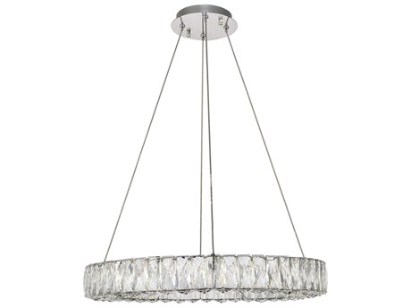 Elegant Lighting Monroe 1-Light Chrome Clear Crystal LED Drum Pendant