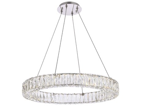 Elegant Lighting Monroe 1-Light Chrome Crystal LED Drum Pendant