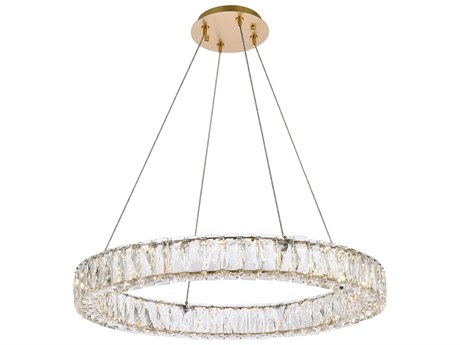 Elegant Lighting Monroe 1-Light Gold Crystal LED Drum Pendant