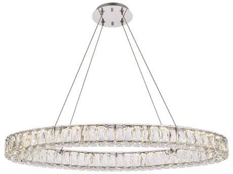 Elegant Lighting Monroe 1-Light Chrome Crystal LED Drum Pendant