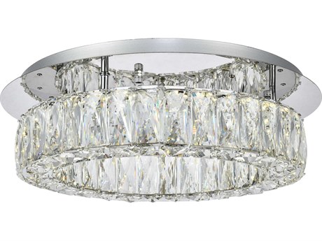 Elegant Lighting Monroe 1-Light Chrome Clear Crystal LED Drum Semi Flush Mount