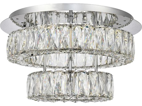 Elegant Lighting Monroe 1-Light Chrome Clear Crystal LED Drum Semi Flush Mount