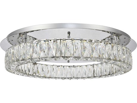 Elegant Lighting Monroe 1-Light Chrome Clear Crystal LED Drum Flush Mount