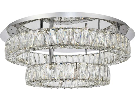 Elegant Lighting Monroe 1-Light Chrome Clear Crystal LED Drum Semi Flush Mount