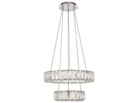 Elegant Lighting Monroe 1-Light Chrome Clear Crystal LED Drum Pendant