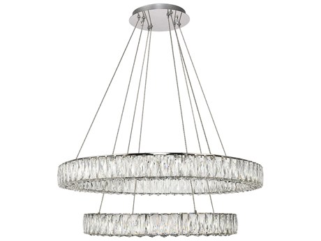 Elegant Lighting Monroe 1-Light Chrome Clear Crystal LED Drum Pendant