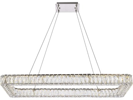 Elegant Lighting Monroe 1-Light Chrome Crystal LED Linear Island Pendant
