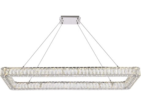 Elegant Lighting Monroe 1-Light Chrome Crystal LED Linear Island Pendant