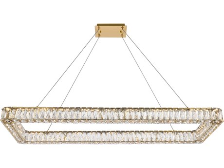 Elegant Lighting Monroe 1-Light Gold Crystal LED Linear Island Pendant