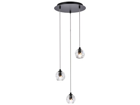 Elegant Lighting Eren 3-Light Black Crystal Glass Geometric Pendant