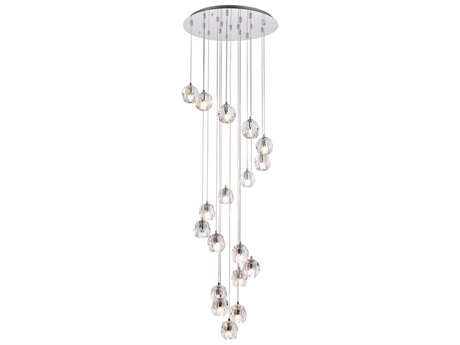 Elegant Lighting Eren 18-Light8-Light Chrome Crystal Glass Geometric Pendant
