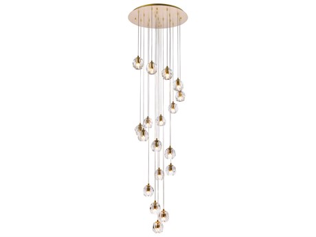 Elegant Lighting Eren 18-Light8-Light Gold Crystal Glass Geometric Pendant