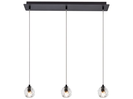 Elegant Lighting Eren 3-Light Black Crystal Glass Geometric Island Pendant