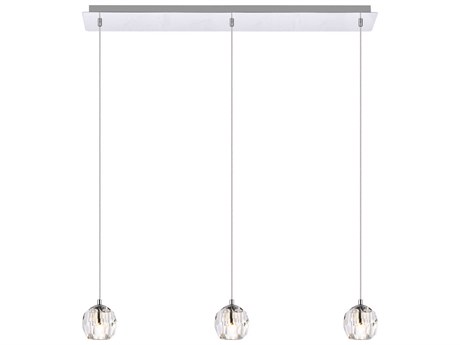 Elegant Lighting Eren 3-Light Chrome Crystal Glass Geometric Island Pendant