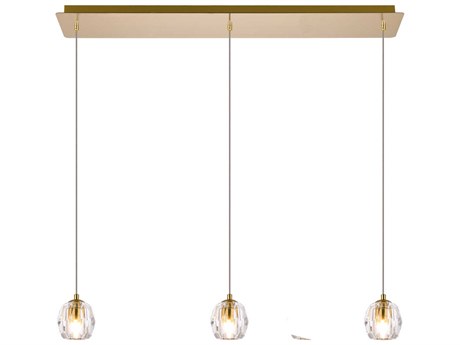 Elegant Lighting Eren 3-Light Gold Crystal Glass Geometric Island Pendant