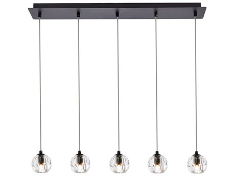 Elegant Lighting Eren 5-Light Black Crystal Glass Geometric Island Pendant