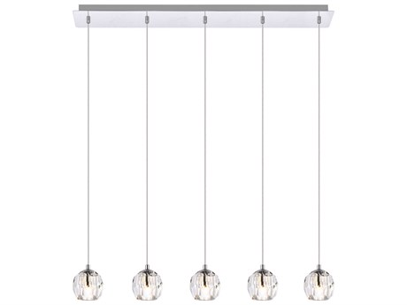 Elegant Lighting Eren 5-Light Chrome Crystal Glass Geometric Island Pendant