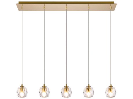 Elegant Lighting Eren 5-Light Gold Crystal Glass Geometric Island Pendant