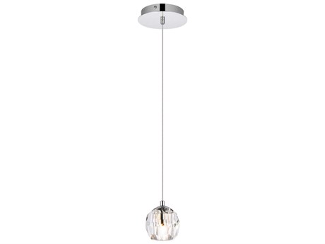 Elegant Lighting Eren 1-Light Chrome Crystal Glass Geometric Mini Pendant